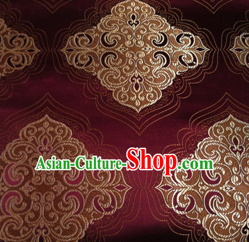 Chinese Royal Square Pattern Design Wine Red Brocade Fabric Asian Traditional Satin Silk Material Chinese Royal Square Pattern Design Wine Red Brocade Fabric Asian Traditional Satin Silk Material