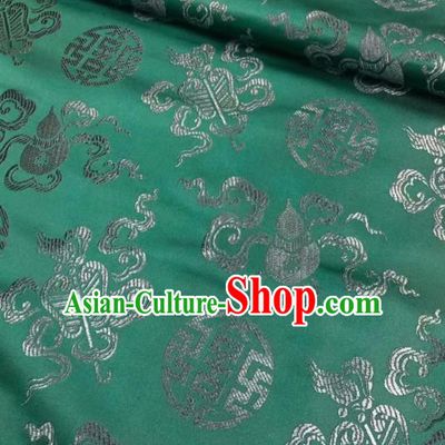 Chinese Royal Eight Immortals Pattern Design Green Brocade Fabric Asian Traditional Satin Silk Material