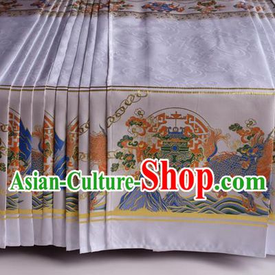 Chinese Ancient Princess White Brocade Horse Face Skirt Traditional Ming Dynasty Court Lady Costumes for Women
