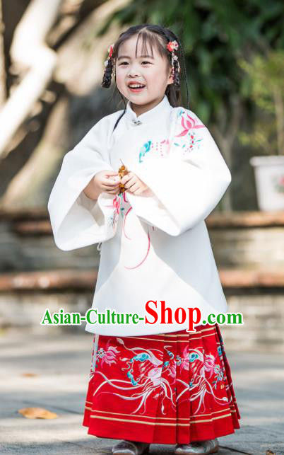Chinese Traditional Girls Embroidered Hanfu Dress Ancient Ming Dynasty Princess Costume for Kids Chinese Traditional Girls Embroidered Hanfu Dress Ancient Ming Dynasty Princess Costume for Kids