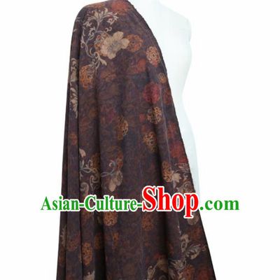 Chinese Classical Camellia Pattern Design Purple Gambiered Guangdong Gauze Fabric Asian Traditional Cheongsam Silk Material