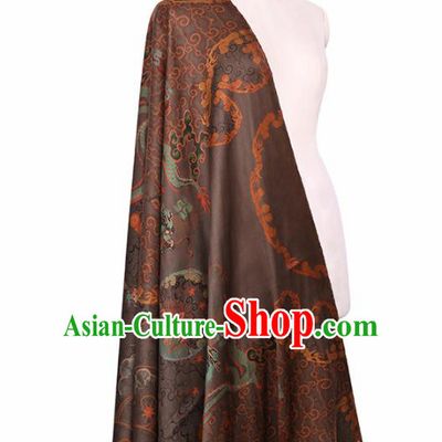 Chinese Classical Dragon Pattern Design Deep Brown Gambiered Guangdong Gauze Fabric Asian Traditional Cheongsam Silk Material