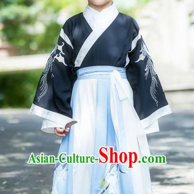 Chinese Traditional Ming Dynasty Swordsman Costume Ancient Scholar Hanfu Clothing for Kids