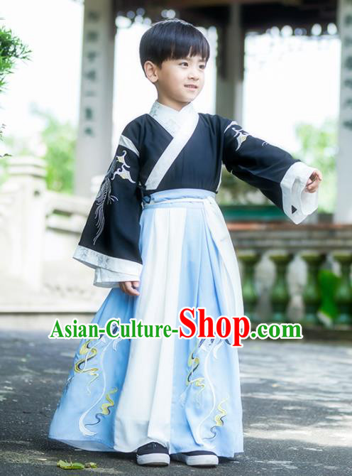 Chinese Traditional Ming Dynasty Swordsman Costume Ancient Scholar Hanfu Clothing for Kids