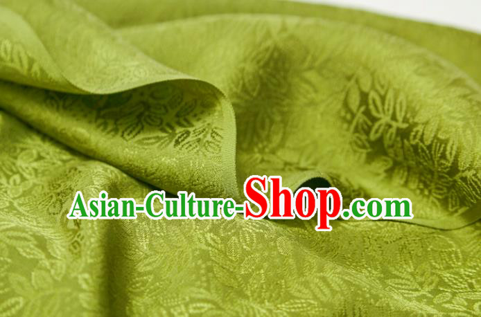 Chinese Classical Grass Pattern Design Olive Green Silk Fabric Asian Traditional Cheongsam Brocade Material Chinese Classical Grass Pattern Design Olive Green Silk Fabric Asian Traditional Cheongsam Brocade Material