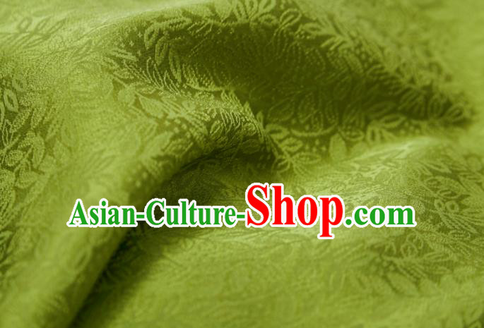Chinese Classical Grass Pattern Design Olive Green Silk Fabric Asian Traditional Cheongsam Brocade Material Chinese Classical Grass Pattern Design Olive Green Silk Fabric Asian Traditional Cheongsam Brocade Material