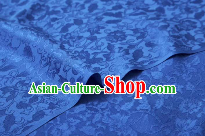 Chinese Classical Peony Pattern Design Blue Silk Fabric Asian Traditional Cheongsam Brocade Material Chinese Classical Peony Pattern Design Blue Silk Fabric Asian Traditional Cheongsam Brocade Material
