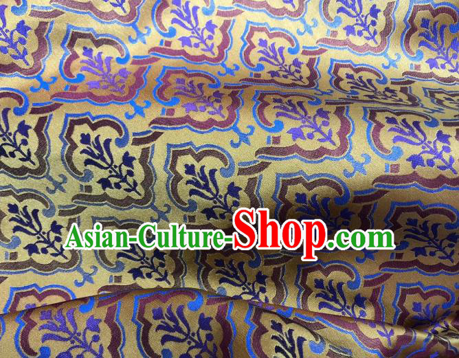 Chinese Classical Pattern Design Yellow Silk Fabric Asian Traditional Cheongsam Brocade Material Chinese Classical Pattern Design Yellow Silk Fabric Asian Traditional Cheongsam Brocade Material