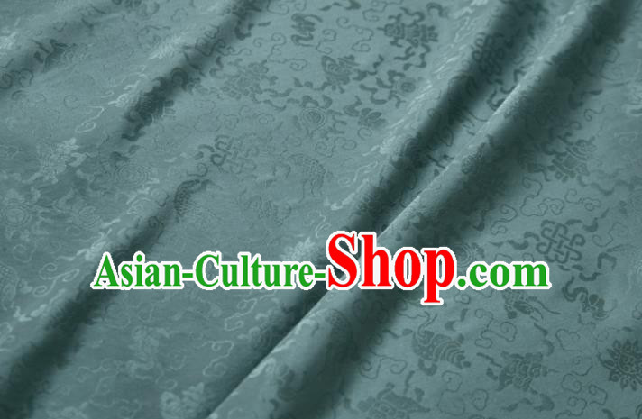 Chinese Classical Carps Pattern Design Blue Silk Fabric Asian Traditional Cheongsam Brocade Material Chinese Classical Carps Pattern Design Blue Silk Fabric Asian Traditional Cheongsam Brocade Material