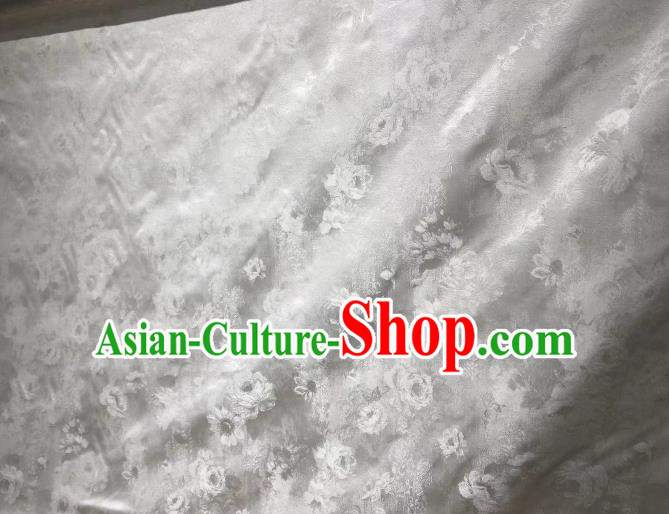 Chinese Classical Peony Flowers Pattern Design Light Grey Silk Fabric Asian Traditional Cheongsam Brocade Material Chinese Classical Peony Flowers Pattern Design Light Grey Silk Fabric Asian Traditional Cheongsam Brocade Material