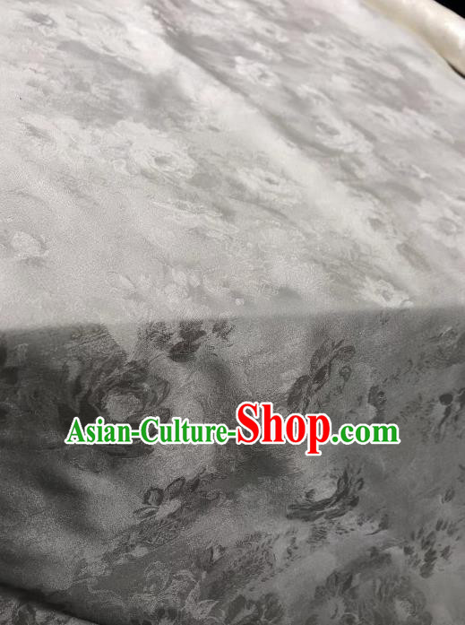 Chinese Classical Peony Flowers Pattern Design Light Grey Silk Fabric Asian Traditional Cheongsam Brocade Material Chinese Classical Peony Flowers Pattern Design Light Grey Silk Fabric Asian Traditional Cheongsam Brocade Material