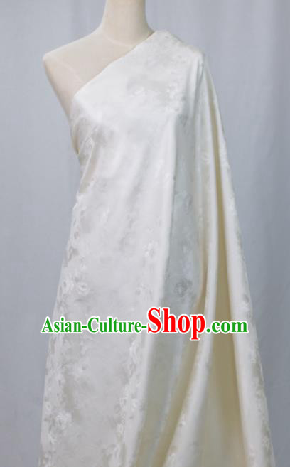 Chinese Classical Peony Flowers Pattern Design White Silk Fabric Asian Traditional Cheongsam Brocade Material Chinese Classical Peony Flowers Pattern Design White Silk Fabric Asian Traditional Cheongsam Brocade Material