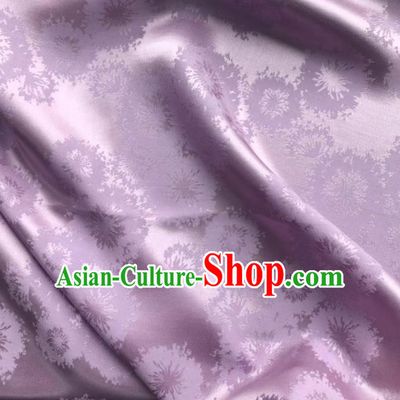 Chinese Classical Dandelion Pattern Design Lilac Silk Fabric Asian Traditional Cheongsam Brocade Material
