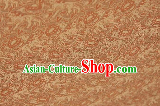 Chinese Classical Pattern Design Orange Silk Fabric Asian Traditional Cheongsam Brocade Material Chinese Classical Pattern Design Orange Silk Fabric Asian Traditional Cheongsam Brocade Material