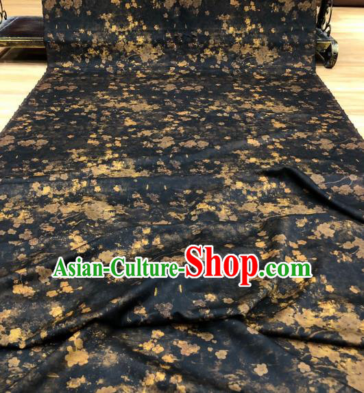 Asian Chinese Traditional Plum Pattern Design Black Gambiered Guangdong Gauze Fabric Silk Material Asian Chinese Traditional Plum Pattern Design Black Gambiered Guangdong Gauze Fabric Silk Material