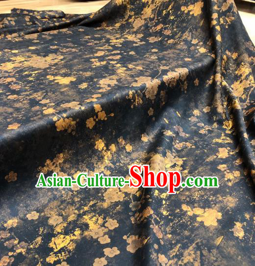 Asian Chinese Traditional Plum Pattern Design Black Gambiered Guangdong Gauze Fabric Silk Material Asian Chinese Traditional Plum Pattern Design Black Gambiered Guangdong Gauze Fabric Silk Material