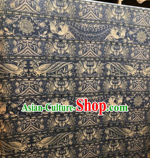 Asian Chinese Traditional Phoenix Pattern Design Black Gambiered Guangdong Gauze Fabric Silk Material Asian Chinese Traditional Phoenix Pattern Design Black Gambiered Guangdong Gauze Fabric Silk Material