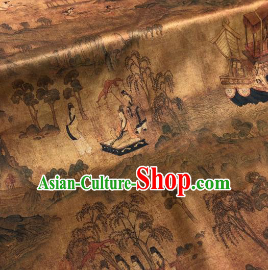 Asian Chinese Traditional Pattern Design Gambiered Guangdong Gauze Fabric Silk Material Asian Chinese Traditional Pattern Design Gambiered Guangdong Gauze Fabric Silk Material