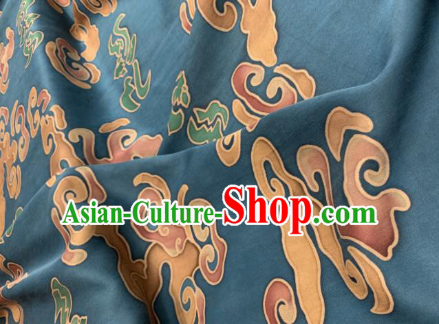 Asian Chinese Traditional Auspicious Clouds Pattern Design Blue Gambiered Guangdong Gauze Fabric Silk Material Asian Chinese Traditional Auspicious Clouds Pattern Design Blue Gambiered Guangdong Gauze Fabric Silk Material