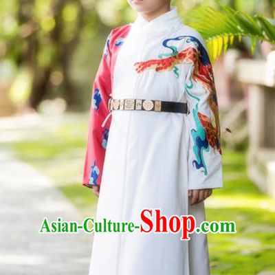 Chinese Traditional Tang Dynasty Swordsman Costume Ancient Scholar Hanfu Clothing for Kids