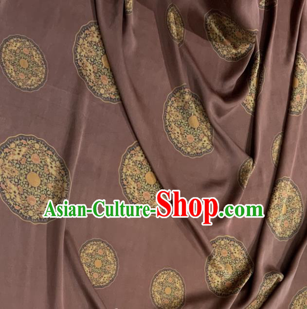 Asian Chinese Traditional Round Pattern Design Rust Red Gambiered Guangdong Gauze Fabric Silk Material Asian Chinese Traditional Round Pattern Design Rust Red Gambiered Guangdong Gauze Fabric Silk Material