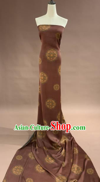 Asian Chinese Traditional Round Pattern Design Rust Red Gambiered Guangdong Gauze Fabric Silk Material Asian Chinese Traditional Round Pattern Design Rust Red Gambiered Guangdong Gauze Fabric Silk Material