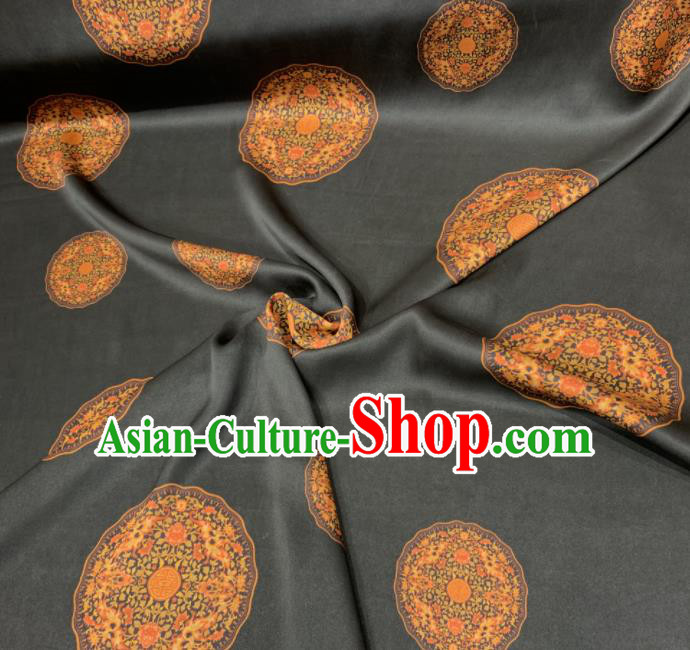 Asian Chinese Traditional Round Pattern Design Black Gambiered Guangdong Gauze Fabric Silk Material Asian Chinese Traditional Round Pattern Design Black Gambiered Guangdong Gauze Fabric Silk Material