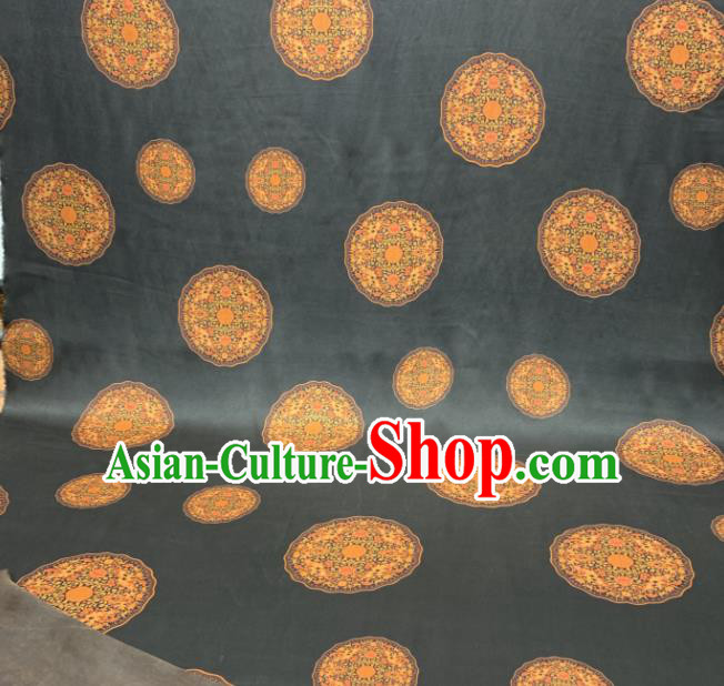 Asian Chinese Traditional Round Pattern Design Black Gambiered Guangdong Gauze Fabric Silk Material Asian Chinese Traditional Round Pattern Design Black Gambiered Guangdong Gauze Fabric Silk Material