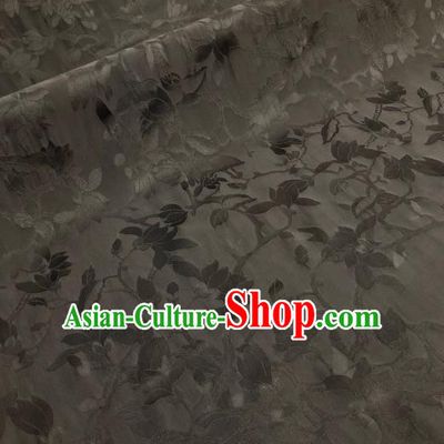 Asian Chinese Traditional Yulan Magnolia Pattern Design Black Gambiered Guangdong Gauze Fabric Silk Material