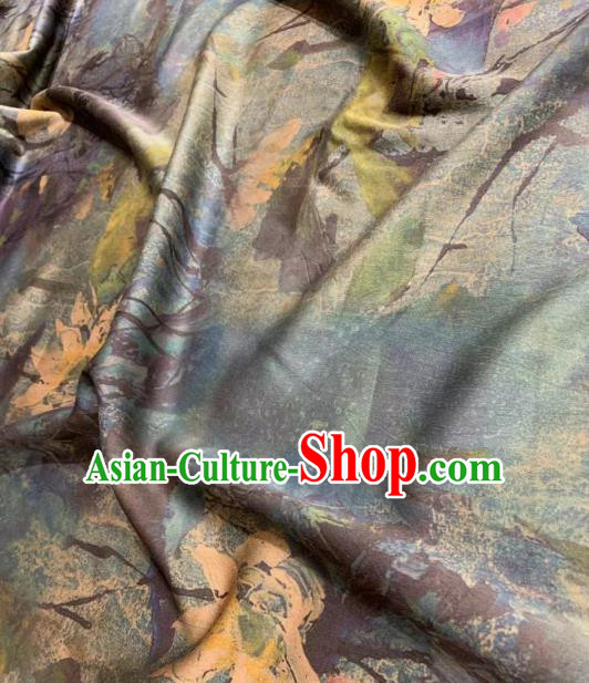 Asian Chinese Traditional Lotus Pattern Design Blue Gambiered Guangdong Gauze Fabric Silk Material Asian Chinese Traditional Lotus Pattern Design Blue Gambiered Guangdong Gauze Fabric Silk Material