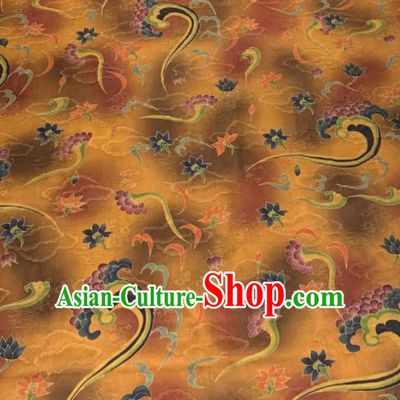 Asian Chinese Traditional Pattern Design Ginger Gambiered Guangdong Gauze Fabric Silk Material