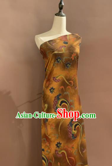 Asian Chinese Traditional Pattern Design Ginger Gambiered Guangdong Gauze Fabric Silk Material