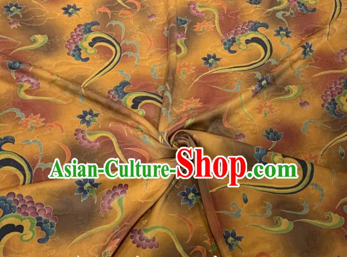 Asian Chinese Traditional Pattern Design Ginger Gambiered Guangdong Gauze Fabric Silk Material