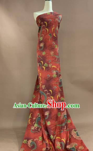 Asian Chinese Traditional Pattern Design Red Gambiered Guangdong Gauze Fabric Silk Material Asian Chinese Traditional Pattern Design Red Gambiered Guangdong Gauze Fabric Silk Material