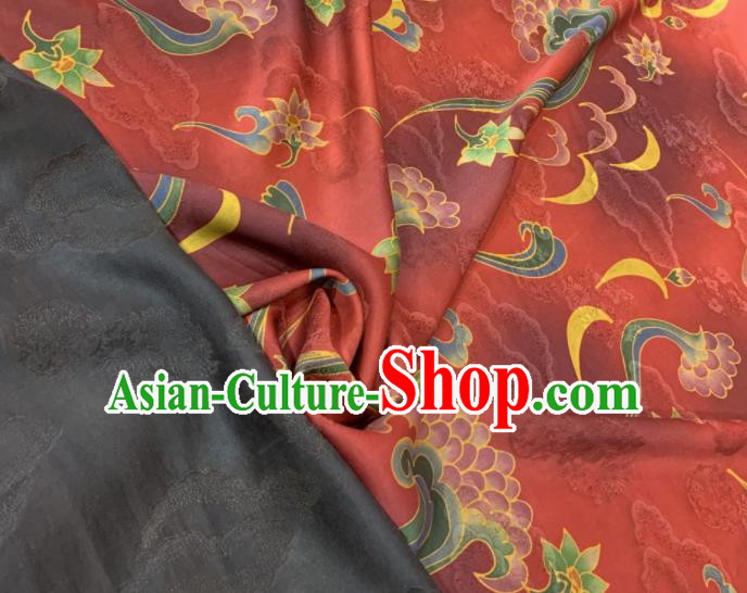 Asian Chinese Traditional Pattern Design Red Gambiered Guangdong Gauze Fabric Silk Material Asian Chinese Traditional Pattern Design Red Gambiered Guangdong Gauze Fabric Silk Material