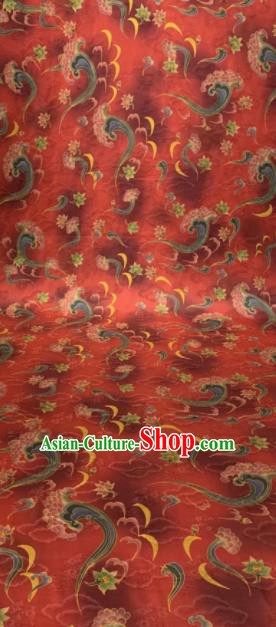 Asian Chinese Traditional Pattern Design Red Gambiered Guangdong Gauze Fabric Silk Material Asian Chinese Traditional Pattern Design Red Gambiered Guangdong Gauze Fabric Silk Material
