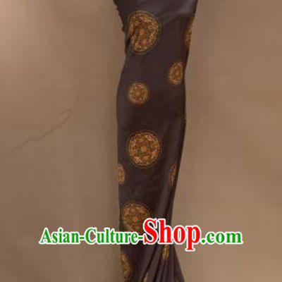 Asian Chinese Traditional Round Pattern Design Brown Gambiered Guangdong Gauze Fabric Silk Material