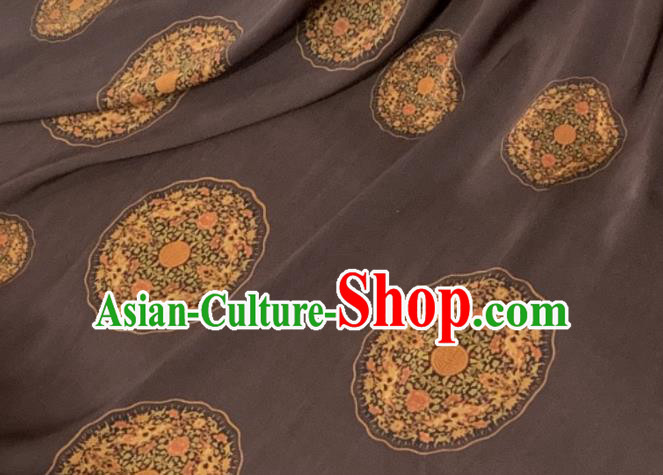 Asian Chinese Traditional Round Pattern Design Brown Gambiered Guangdong Gauze Fabric Silk Material Asian Chinese Traditional Round Pattern Design Brown Gambiered Guangdong Gauze Fabric Silk Material
