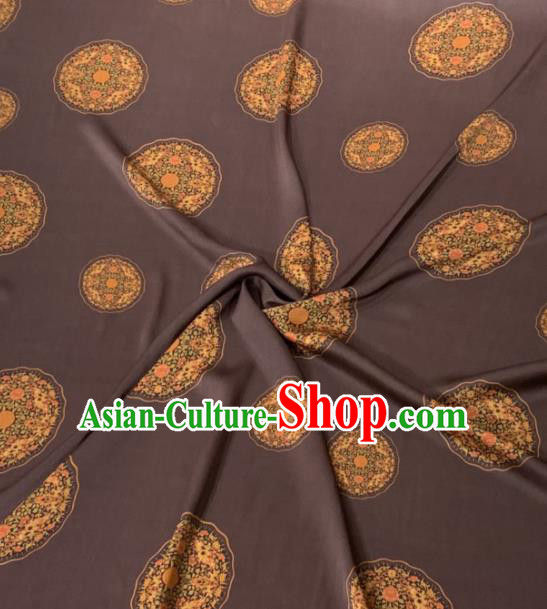 Asian Chinese Traditional Round Pattern Design Brown Gambiered Guangdong Gauze Fabric Silk Material Asian Chinese Traditional Round Pattern Design Brown Gambiered Guangdong Gauze Fabric Silk Material