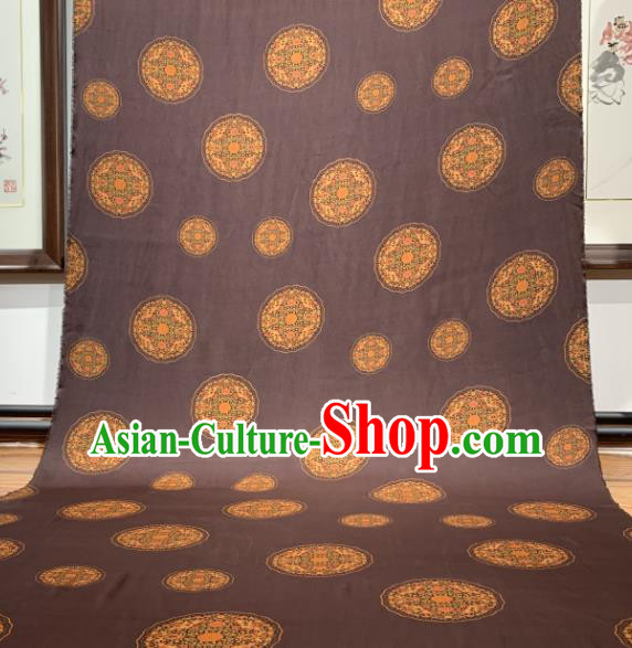 Asian Chinese Traditional Round Pattern Design Brown Gambiered Guangdong Gauze Fabric Silk Material Asian Chinese Traditional Round Pattern Design Brown Gambiered Guangdong Gauze Fabric Silk Material