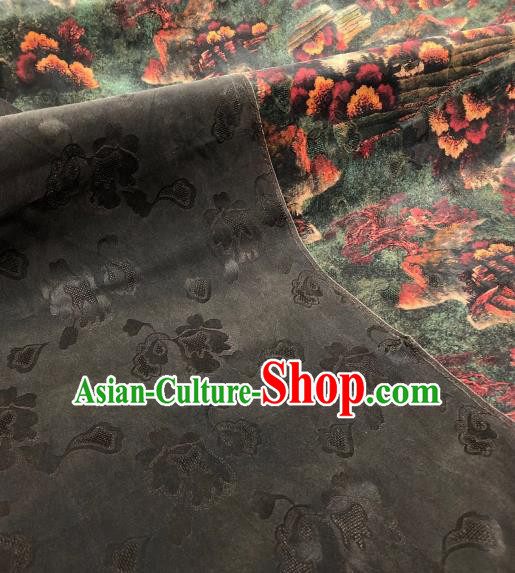 Asian Chinese Traditional Pattern Design Atrovirens Gambiered Guangdong Gauze Fabric Silk Material Asian Chinese Traditional Pattern Design Atrovirens Gambiered Guangdong Gauze Fabric Silk Material