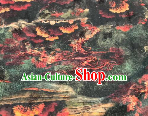Asian Chinese Traditional Pattern Design Atrovirens Gambiered Guangdong Gauze Fabric Silk Material Asian Chinese Traditional Pattern Design Atrovirens Gambiered Guangdong Gauze Fabric Silk Material