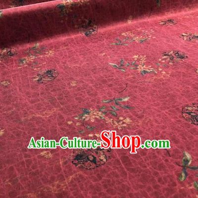 Asian Chinese Traditional Flower Butterfly Pattern Design Red Gambiered Guangdong Gauze Fabric Silk Material