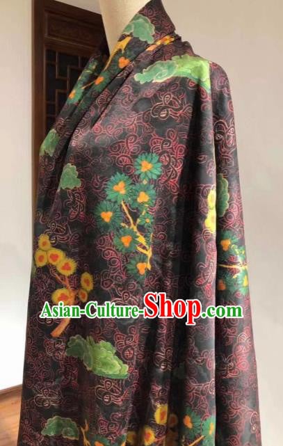Asian Chinese Traditional Cloud Plum Pattern Design Navy Gambiered Guangdong Gauze Fabric Silk Material Asian Chinese Traditional Cloud Plum Pattern Design Navy Gambiered Guangdong Gauze Fabric Silk Material