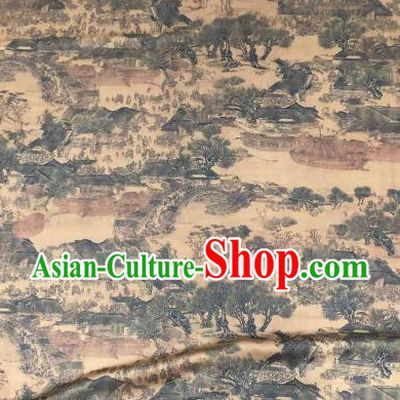 Asian Chinese Traditional Pattern Design Brown Gambiered Guangdong Gauze Fabric Silk Material