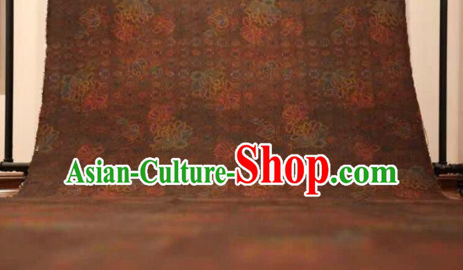 Asian Chinese Traditional Lotus Pattern Design Brown Gambiered Guangdong Gauze Fabric Silk Material