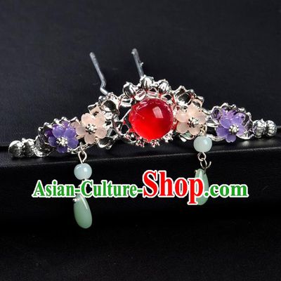 Chinese Ancient Princess Red Hairpins Traditional Classical Dance Hair Accessories for Women