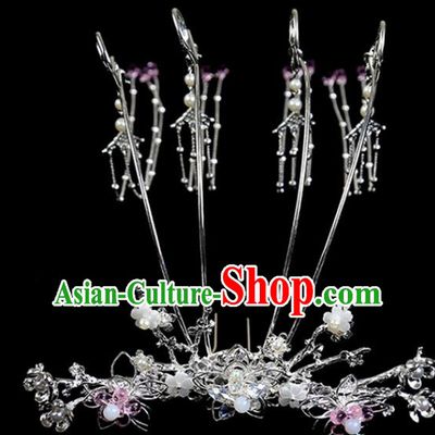 Chinese Ancient Princess Tassel Hair Crown Hairpins Traditional Classical Dance Hair Accessories for Women