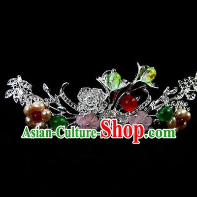 Chinese Ancient Princess Pearls Hair Crown Traditional Classical Dance Hair Accessories for Women