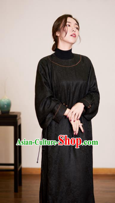 Traditional Chinese Cheongsam Black Silk Qipao Dress for Women Traditional Chinese Cheongsam Black Silk Qipao Dress for Women